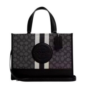 Coach Dempsey 40 Carryall Purse Satchel Signature Jacquard Stripe Coach Patch
